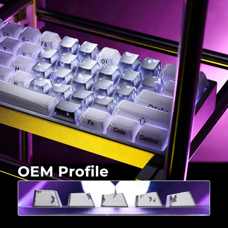HITIME XVX Butterfly Shine Through Keycaps, Love Theme Cute Custom Keycaps, Blank OEM Profile IMD Translucent Keycap, Anime Style, for MX Switches Mechanical Keyboard, Silver（Only 21 Keys - Image 5